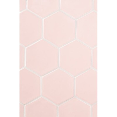 Blush Glossy Hexagon 5 Zellige Look Ceramic Tile 5