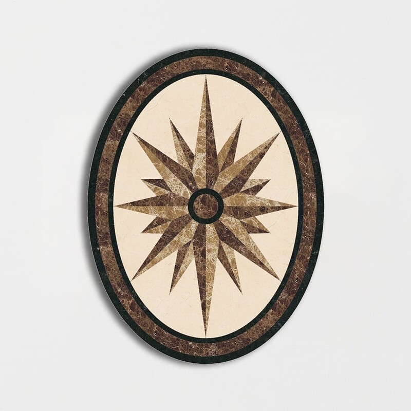 Oval Aluminum Backed Multi Finish North Star Marble Medallions 3×4