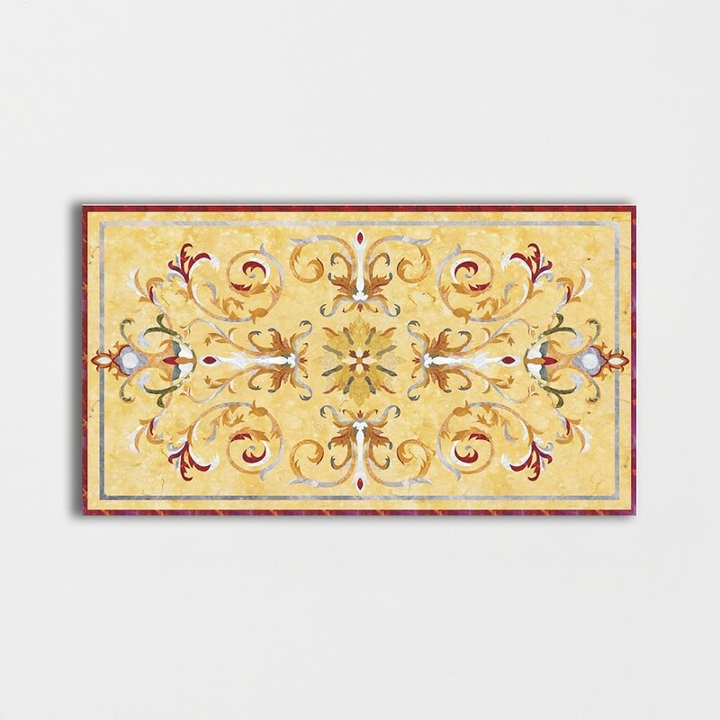 Rectangular Aluminum Backed Multi Finish Casablanca Marble Medallions 4×6