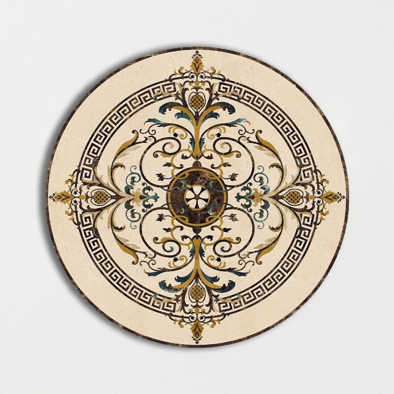 Round Aluminum Backed Multi Finish Odyssey Marble Medallions 48