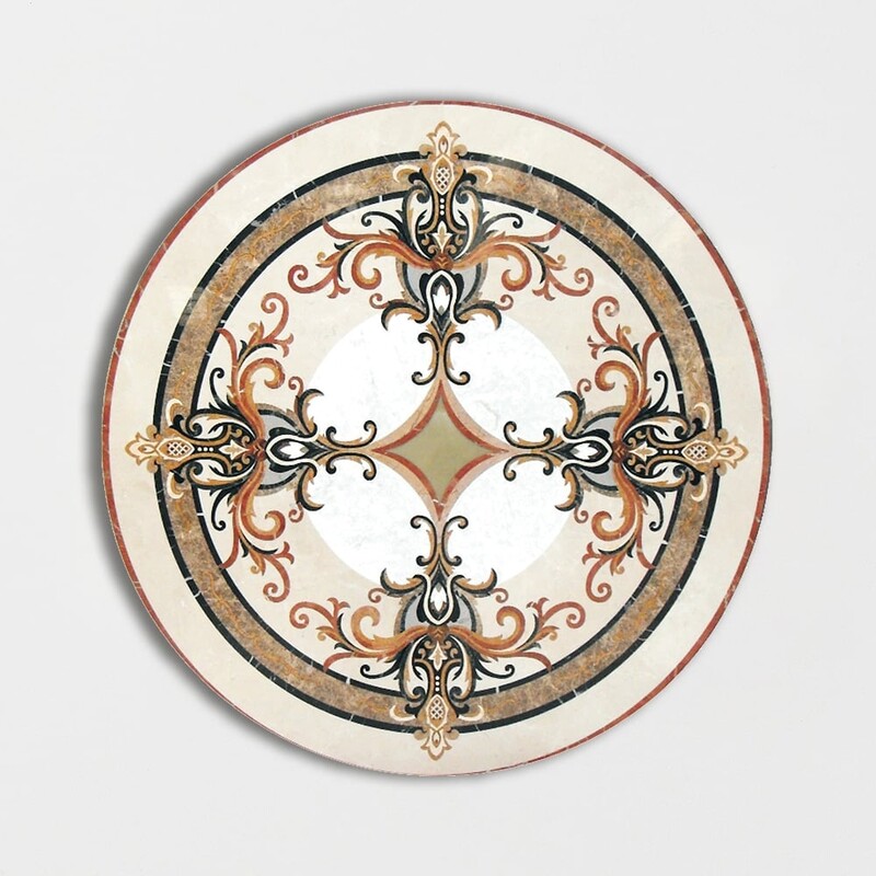 Round Aluminum Backed Multi Finish Monroe Marble Medallions 48