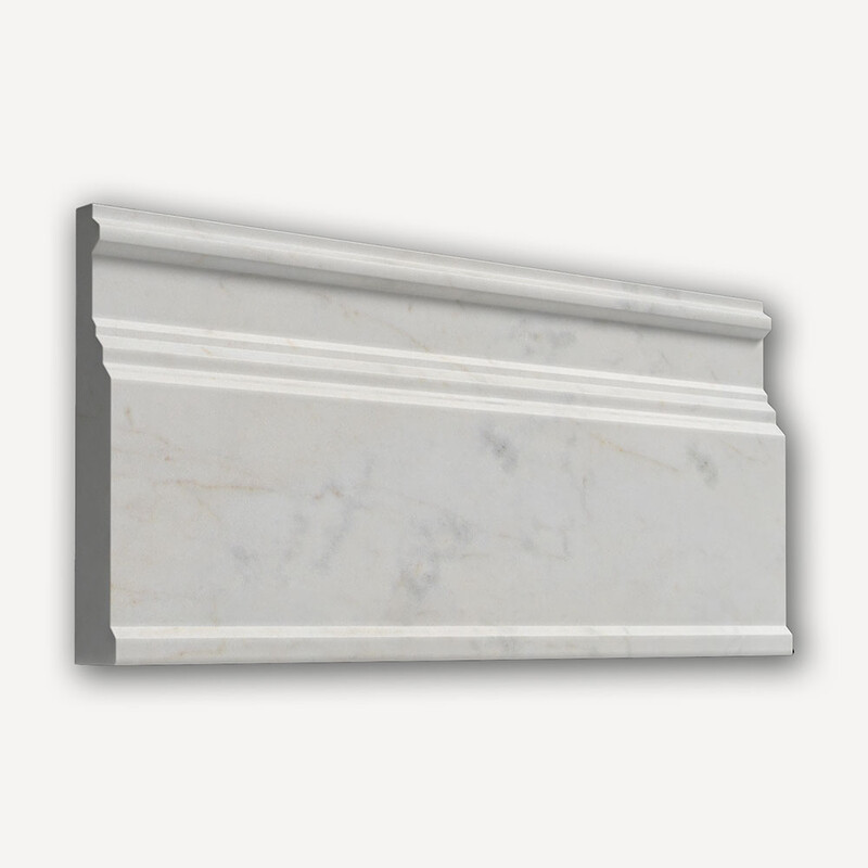 White Pearl Honed Modern Base Marble Moldings 5 1/16×12
