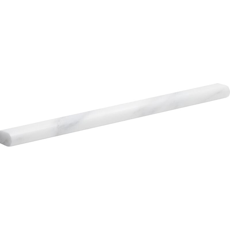 Bella White Polished Pencil Liner Marble Moldings 1/2×12