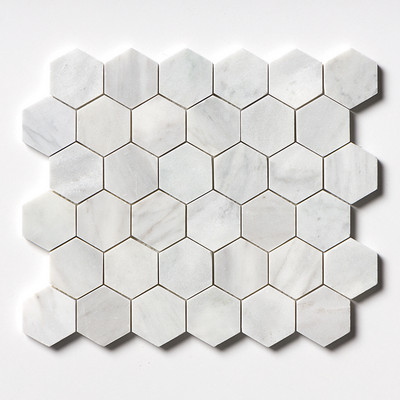 Carrara T Honed Hexagon Marble Mosaic 10 3/8x12