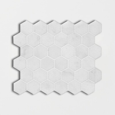 Carrara T Polished Hexagon Marble Mosaic 10 3/8x12