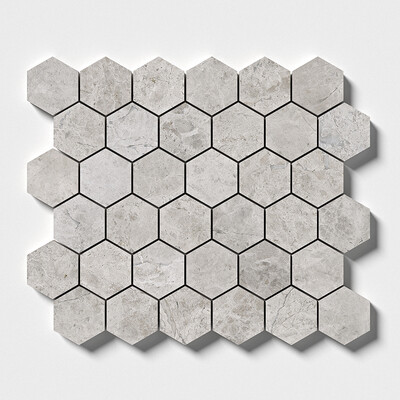 Silver Mystique Polished Hexagon Marble Mosaic 10 3/8x12