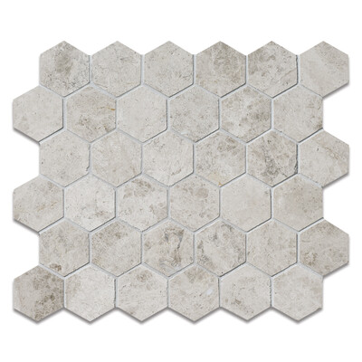 Sky Blue Honed Hexagon 2 Marble Mosaic 12x12