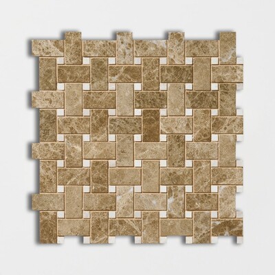 Mosaico de mármol Emperador Light Pulido Basket Weave 12x12