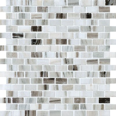 Silver Sky Polished 5/8x1 1/4 Marble Mosaic 12x12