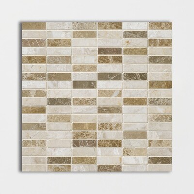Mosaico de mármol Geneve, Rome Blend pulido 5/8x2 12x12