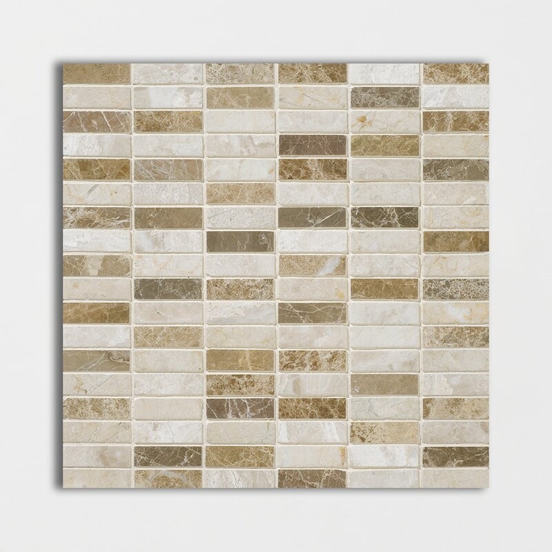 Geneve, Rome Blend Polished 5/8×2 Marble Mosaics 12×12
