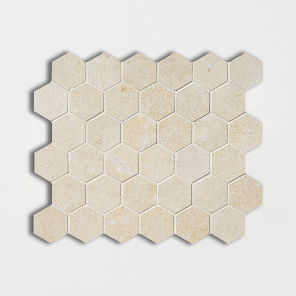 Jerusalem Light Honed Hexagon Limestone Mosaics 10 3/8×12