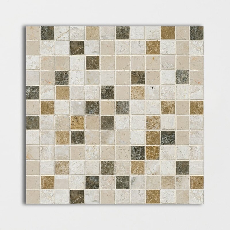 Geneve, Geneve Dark Polished 1×1 Marble Mosaics 12×12