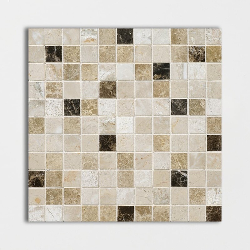 Geneve Dark, Rome Dark Blend Polished 1×1 Marble Mosaics 12×12