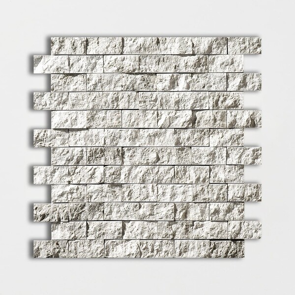 Sky Blue Rock Face 1×2 Marble Mosaics 12 5/8×12 5/8