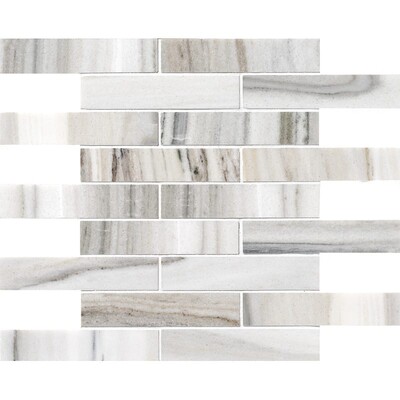 Silver Sky Polished 1 1/4×6 Marble Mosaics 12×12