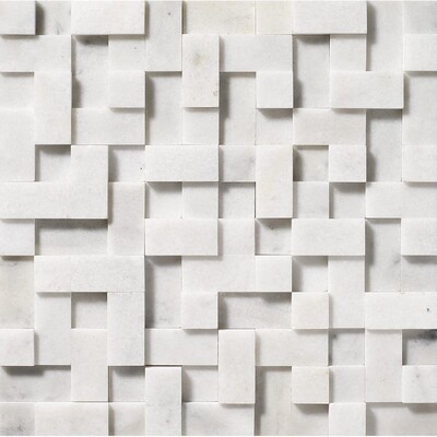 Carrara T Honed Random Cubes Marble Mosaic 12x12