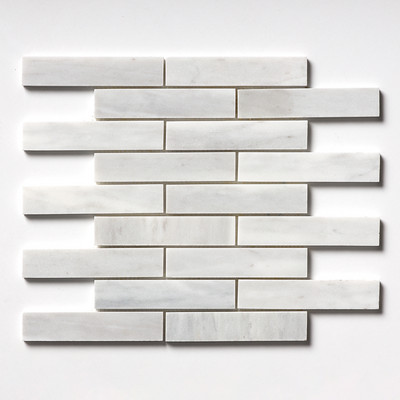 Carrara T Honed 1 1/4x6 Marble Mosaic 12x12