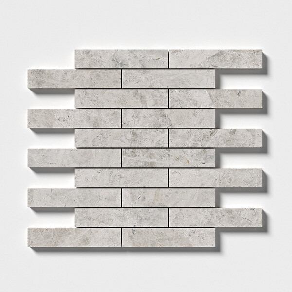 Sky Blue Honed 1 1/4×6 Marble Mosaics 12×12