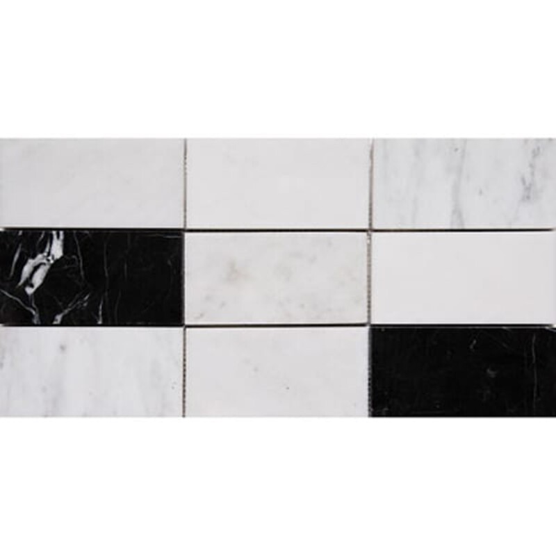 Bwg Polished Subway On Mesh 2 3/4×5 1/2 Marble Mosaics 8 1/2×16 3/4