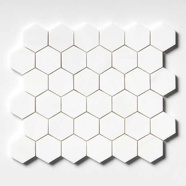 Bianco Dolomiti Polished Hexagon 2 Marble Mosaics 10 3/8×12