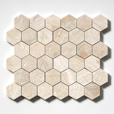 Royal Beige Honed Hexagon Marble Mosaic 10 3/8x12