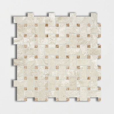Royal Beige&emperador Light Honed Basket Weave Marble Mosaic 12x12