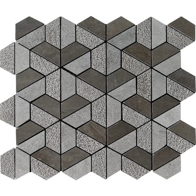 Gray Fousanna Textured 3d Hexagon Limestone Mosaic 10 3/8x12