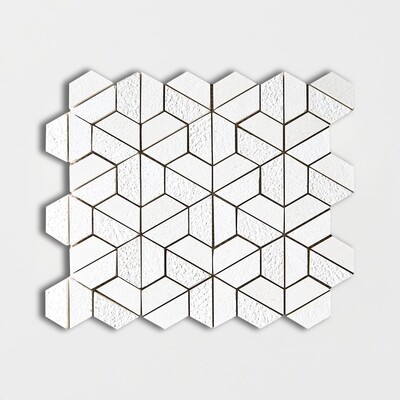 Mosaico calcáreo hexagonal 3d texturado París 10 3/8x12