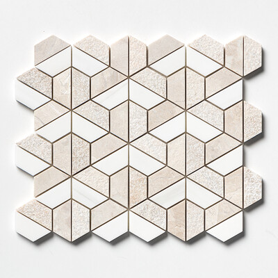 Royal Beige Textured 3d Hexagon Marble Mosaic 10 3/8x12