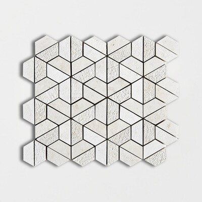 Thala Beige Textured 3d Hexagon Limestone Mosaic 10 3/8x12