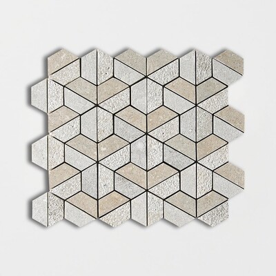 Seagrass Textured 3d Hexagon Limestone Mosaic 10 3/8x12