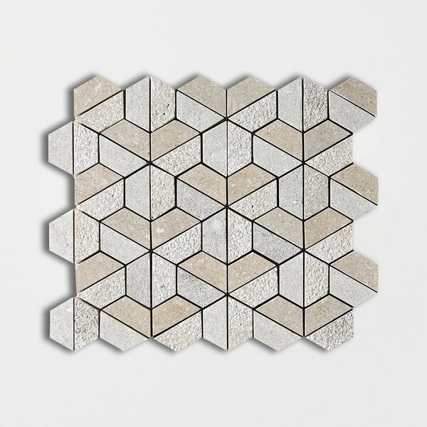 Seagrass Textured 3d Hexagon Limestone Mosaics 10 3/8×12
