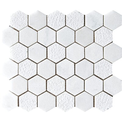 Calacatta T Textured Hexagon Marble Mosaic 10 3/8x12