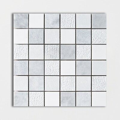 Carrara T&dolomite&allure Textured 2x2 Marble Mosaic 12x12