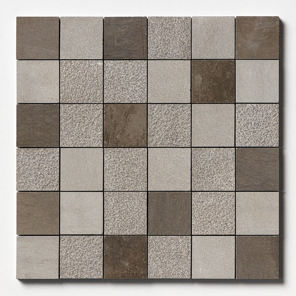 Gray Fousanna Textured 2×2 Limestone Mosaics 12×12