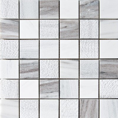 Silver Sky Textured 2x2 Marble Mosaic 12x12