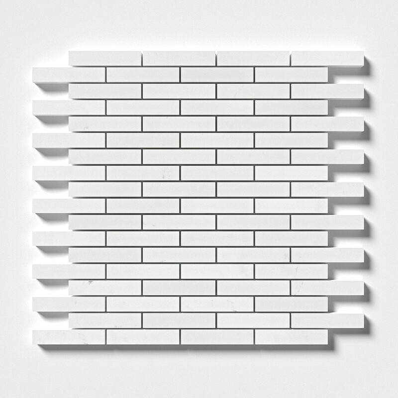 Mosaicos de mármol blanco Alpina pulido de 5/8×3 y 12×12