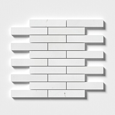 Alpina White Honed 1 1/4×6 Marble Mosaics 12×12