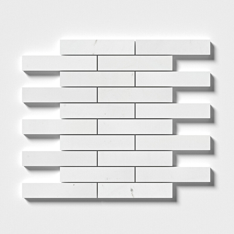 Alpina White Honed 1 1/4×6 Marble Mosaics 12×12