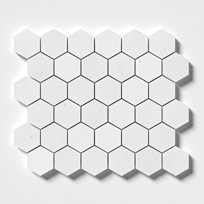 Alpina White Polished Hexagon Marble Mosaic 10 3/8x12