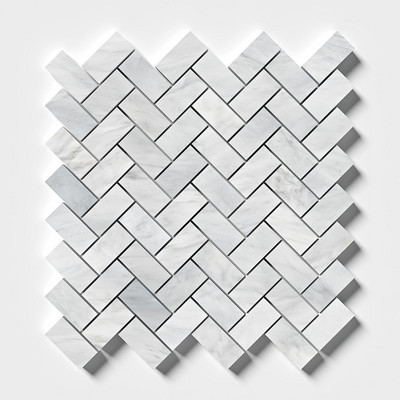 Mosaico de mármol Carrara T Honed Herringbone 12 1/8x13 3/8