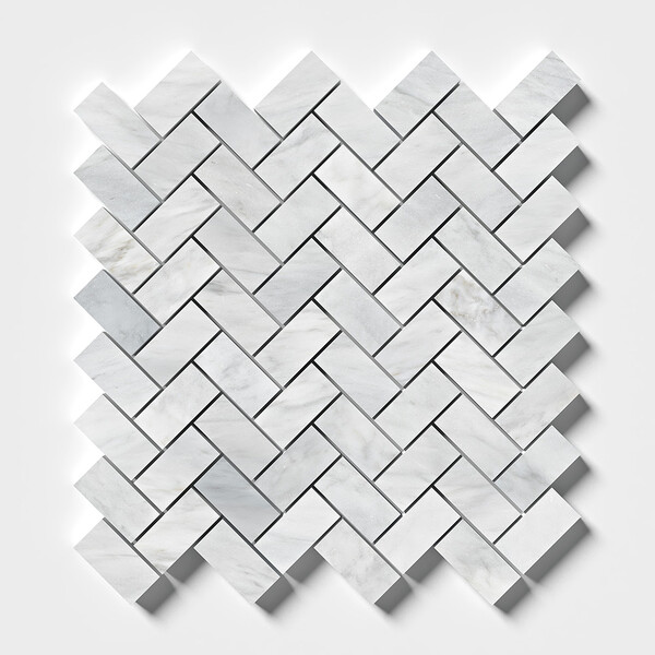 Carrara T Honed Herringbone Marble Mosaics 12 1/8×13 3/8