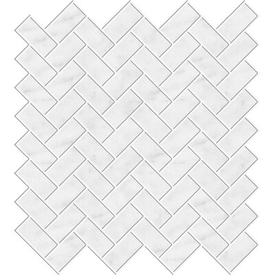 Mosaico de mármol Calacatta T Honed Herringbone 1x2 11x11