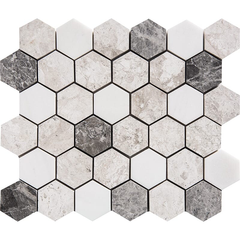 Granada Blend Polished Hexagon Marble Mosaics 10 3/8×12