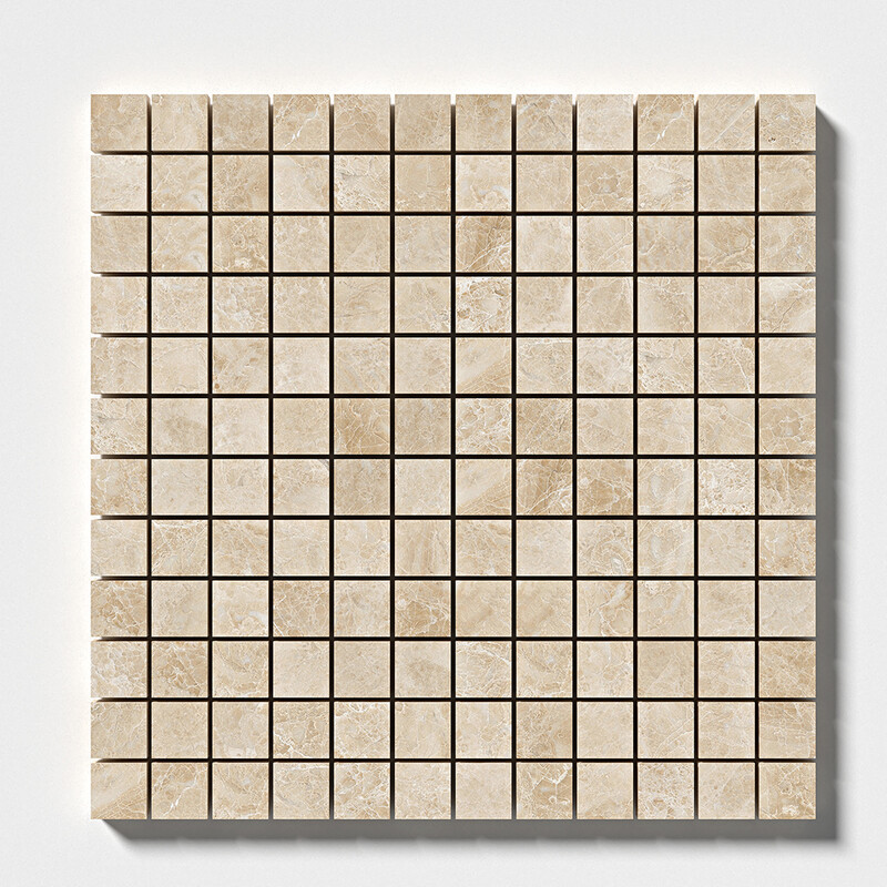 Delicate Beige Polished 1×1 Marble Mosaics 12×12