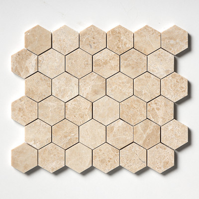 Mosaico de mármol hexagonal pulido beige delicado 10 3/8x12