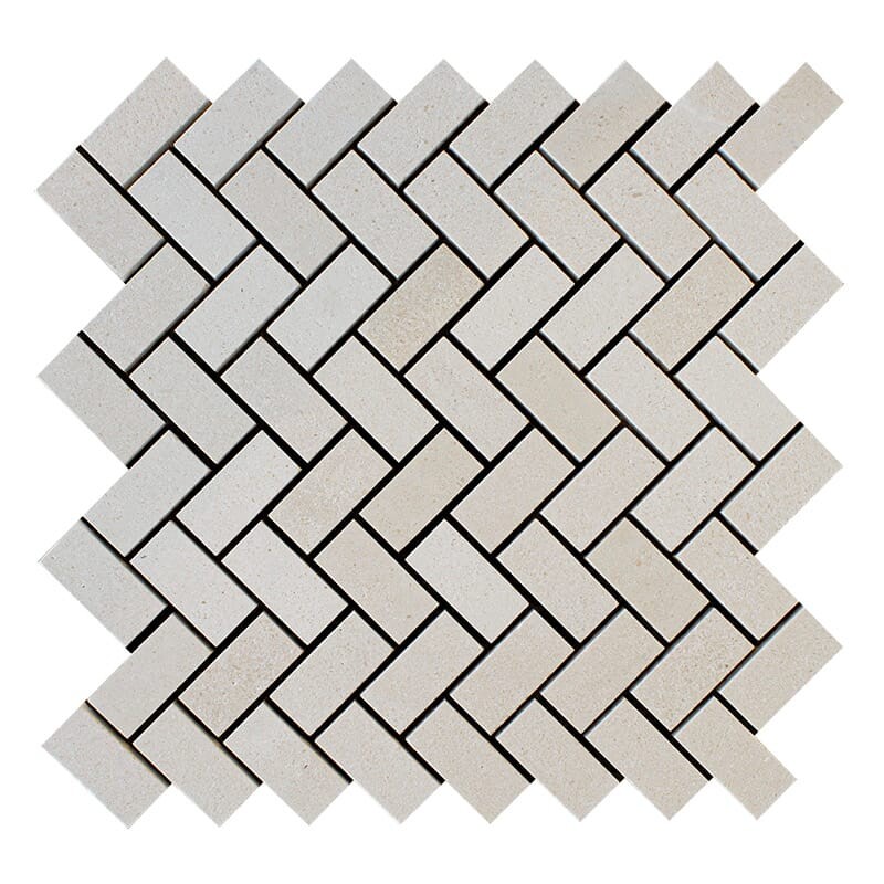 Paris Honed Herringbone Marble Mosaics 12 1/8×13 3/8