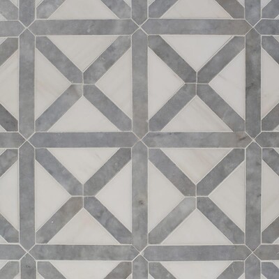 Avenza Honed Large Lattice Marble Mosaics 13 7/8×13 7/8