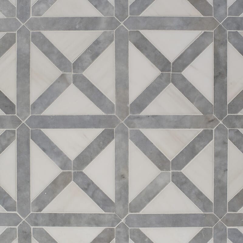 Avenza Honed Large Lattice Marble Mosaics 13 7/8×13 7/8
